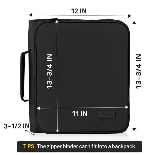 Alt view image 6 of 7 - Zippered Binder Bag with Handle, 2-Inch 3-Ring O-Ring, 500-Sheet Capacity, Includes Zip Pocket, 5-Tab Expanding File Folder, Multi-Pocket Organizer Binder for Middle School, Black
