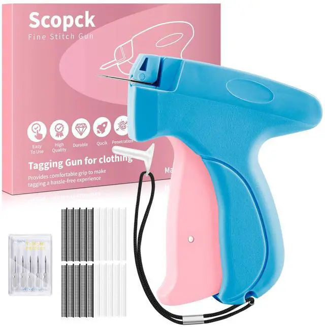 Main image of Stitch Gun for Clothes - Handheld Stitch Gun Quick Clothing Fixer - Mini Sewing Kit Micro Tagging Gun - Includes 6 Needle, 1000 Black Fasteners & 1000 White Fasteners