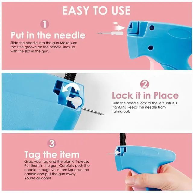 Alt view image 4 of 7 - Stitch Gun for Clothes - Handheld Stitch Gun Quick Clothing Fixer - Mini Sewing Kit Micro Tagging Gun - Includes 6 Needle, 1000 Black Fasteners & 1000 White Fasteners