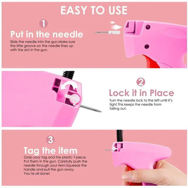 Alt view image 4 of 7 - Stitch Gun for Clothes - Handheld Stitch Gun Quick Clothing Fixer - Tagging Gun - Includes 6 Needle, 1000 Black Fasteners & 1000 White Fasteners