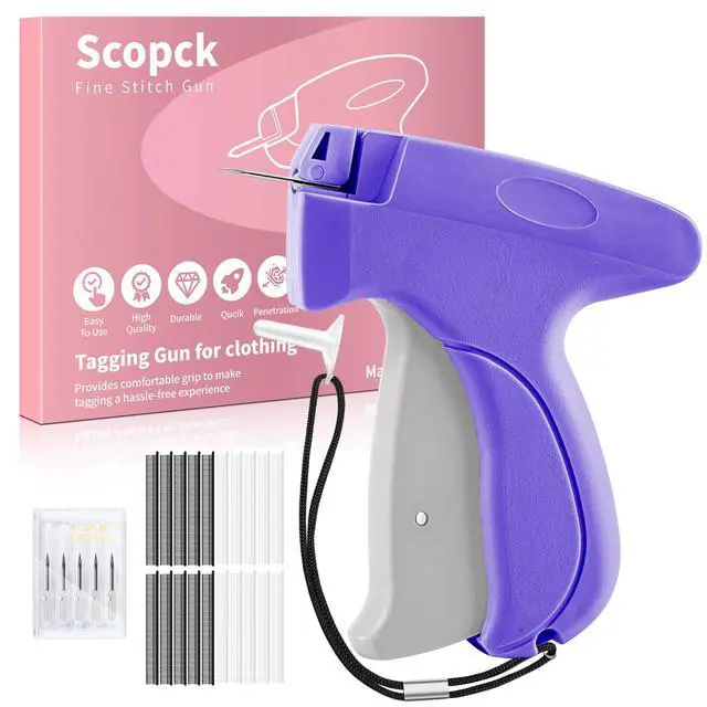 Main image of Stitch Gun for Clothes - Handheld Stitch Gun Quick Clothing Fixer - Mini Sewing Kit Micro Tagging Gun - Includes 6 Needle, 1000 Black Fasteners & 1000 White Fasteners
