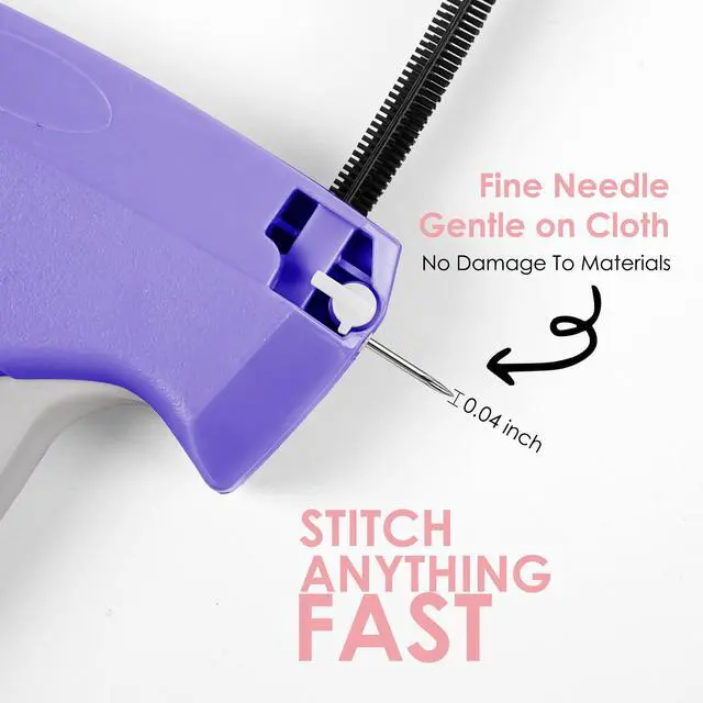 Alt view image 3 of 7 - Stitch Gun for Clothes - Handheld Stitch Gun Quick Clothing Fixer - Mini Sewing Kit Micro Tagging Gun - Includes 6 Needle, 1000 Black Fasteners & 1000 White Fasteners