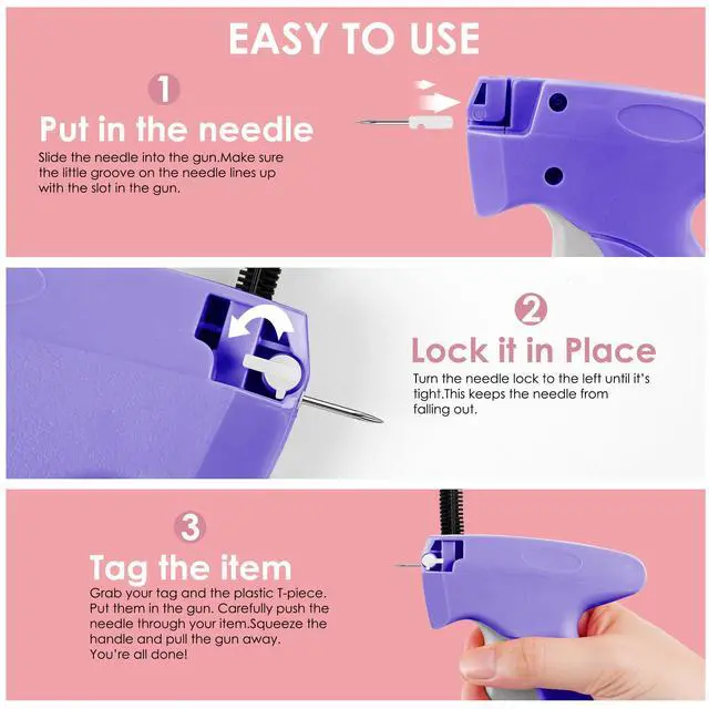 Alt view image 4 of 7 - Stitch Gun for Clothes - Handheld Stitch Gun Quick Clothing Fixer - Mini Sewing Kit Micro Tagging Gun - Includes 6 Needle, 1000 Black Fasteners & 1000 White Fasteners