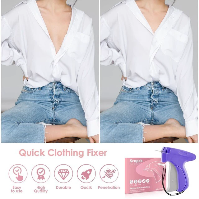 Alt view image 5 of 7 - Stitch Gun for Clothes - Handheld Stitch Gun Quick Clothing Fixer - Mini Sewing Kit Micro Tagging Gun - Includes 6 Needle, 1000 Black Fasteners & 1000 White Fasteners