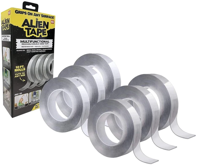 Main image of ALIEN TAPE Nano Double Sided Tape 60 Feet, 6 Rolls - Multipurpose Removable Adhesive Transparent Grip Mounting Tape Washable Sticky - Heavy Duty for Crafts, DIY Projects, Home Repairs - As Seen On TV