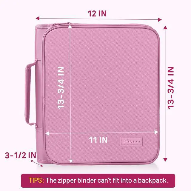 Alt view image 6 of 7 - Zippered Binder Bag with Handle, 2-Inch 3-Ring O-Ring, 500-Sheet Capacity, Includes Zip Pocket, 5-Tab Expanding File Folder, Multi-Pocket Organizer Binder for Middle School, Grape Purple