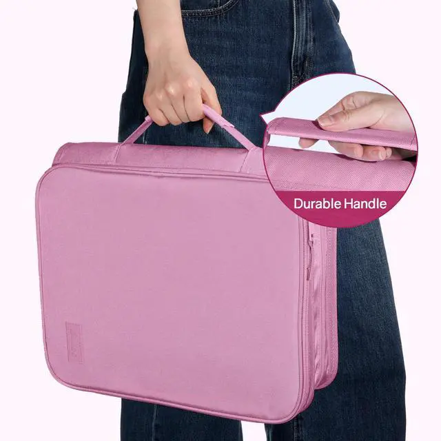 Alt view image 7 of 7 - Zippered Binder Bag with Handle, 2-Inch 3-Ring O-Ring, 500-Sheet Capacity, Includes Zip Pocket, 5-Tab Expanding File Folder, Multi-Pocket Organizer Binder for Middle School, Grape Purple