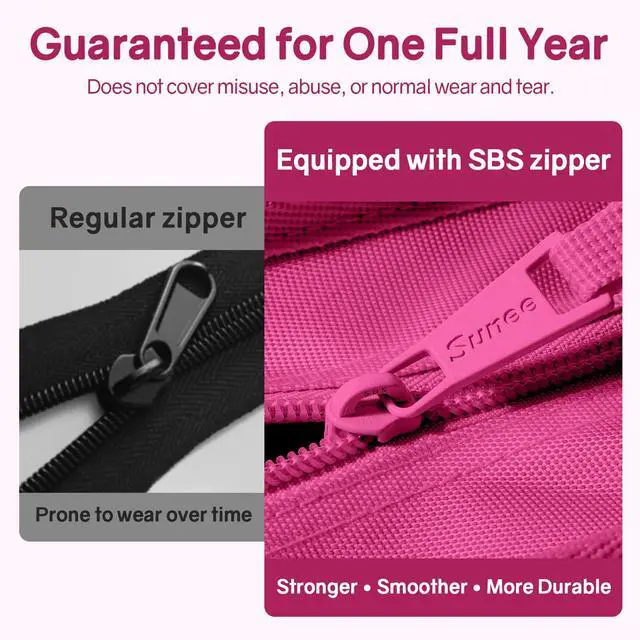 Alt view image 5 of 7 - Zippered Binder Bag with Handle, 2-Inch 3-Ring O-Ring, 500-Sheet Capacity, Includes Zip Pocket, 5-Tab Expanding File Folder, Multi-Pocket Organizer Binder for Middle School, Berry Pink