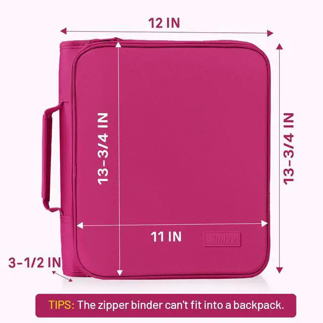 Alt view image 6 of 7 - Zippered Binder Bag with Handle, 2-Inch 3-Ring O-Ring, 500-Sheet Capacity, Includes Zip Pocket, 5-Tab Expanding File Folder, Multi-Pocket Organizer Binder for Middle School, Berry Pink