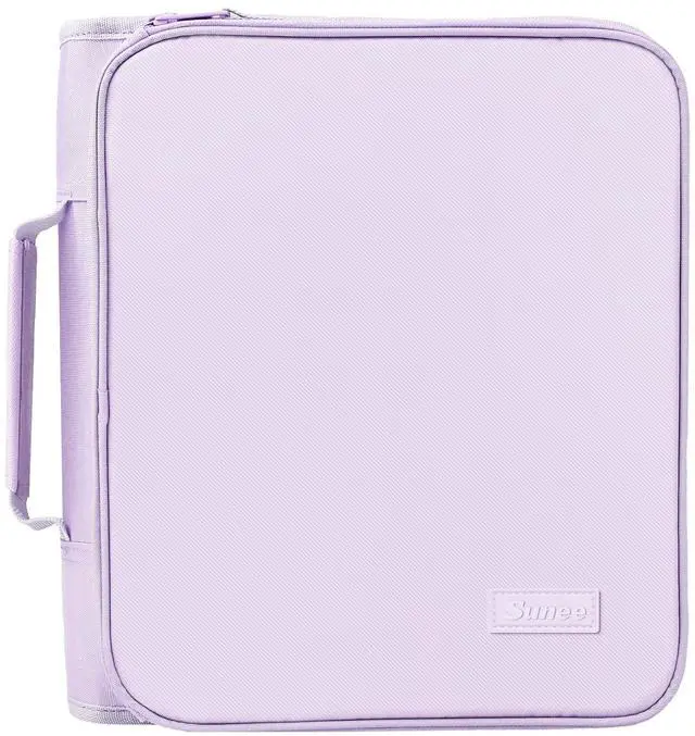 Main image of Zippered Binder Bag with Handle, 2-Inch 3-Ring O-Ring, 500-Sheet Capacity, Includes Zip Pocket, 5-Tab Expanding File Folder, Multi-Pocket Organizer Binder for Middle School, Lavender Purple