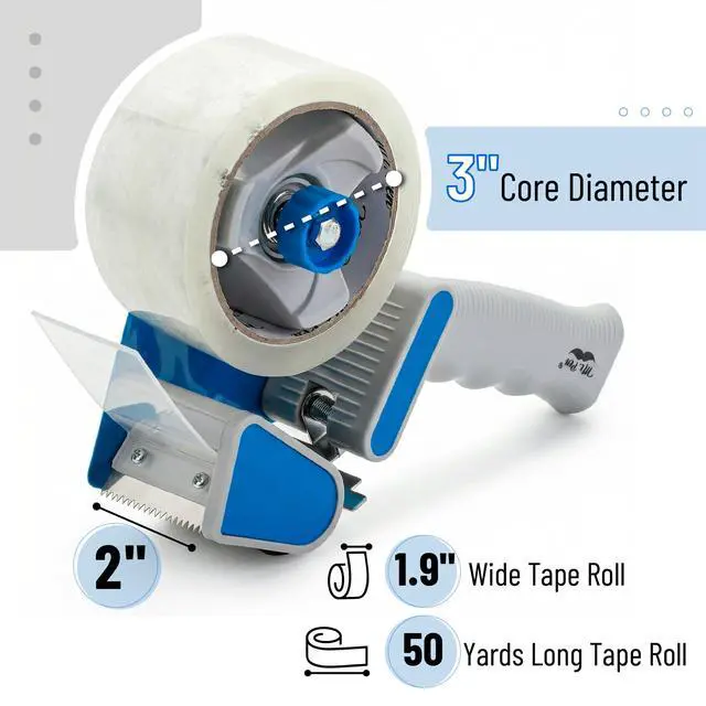 Alt view image 3 of 6 - Packing Tape Dispenser Gun 2-Inch, Blue, 4 Pack with 4 Rolls Tape Heavy Duty Packing Tape with Dispenser for Mailing, Moving Boxes and Packaging