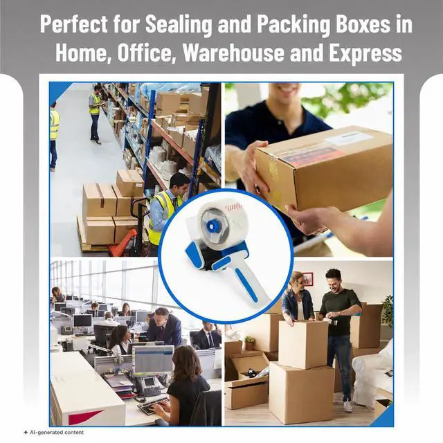 Alt view image 6 of 6 - Packing Tape Dispenser Gun 2-Inch, Blue, 4 Pack with 4 Rolls Tape Heavy Duty Packing Tape with Dispenser for Mailing, Moving Boxes and Packaging