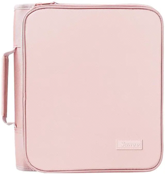 Main image of Zippered Binder Bag with Handle, 2-Inch 3-Ring O-Ring, 500-Sheet Capacity, Includes Zip Pocket, 5-Tab Expanding File Folder, Multi-Pocket Organizer Binder for Middle School, Pink Lotus