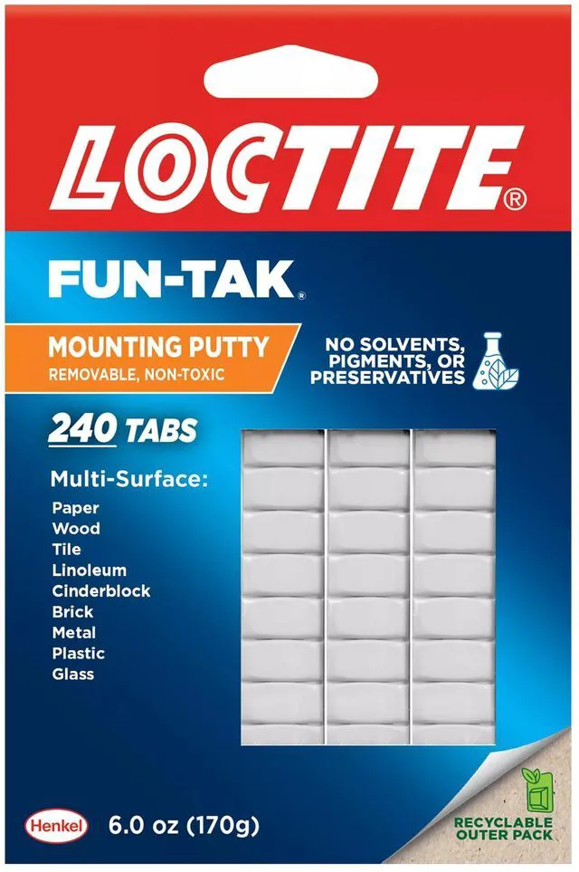 Alt view image 2 of 7 - Eco Fun-Tak Mounting Putty, White, 6 oz Wallet Pack of 12 - Nontoxic, Reusable, Repositionable Adhesive for Posters & Décor, 240 Tabs, Multi-Surface