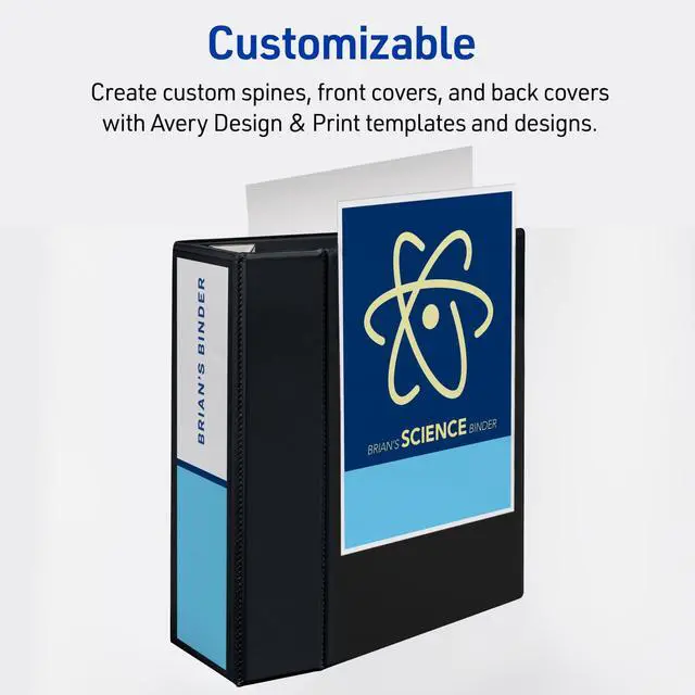 Alt view image 5 of 7 - Heavy-Duty 3 Ring Binder, 5" EZD Rings, 1 Black Binder For Heavy School, Home and Office Use, DuraHinge Tear-Resistant Spine, DuraEdge Split-Resistant Sides, Linen-Texture Finish