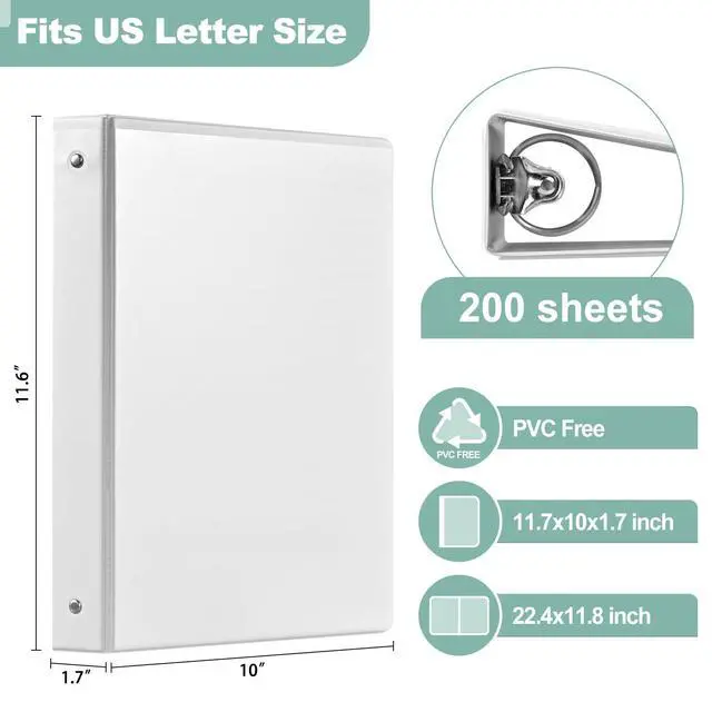 Alt view image 2 of 7 - Basic 1-Inch 3-Ring-Binder, Customizable Clear View Cover, for US Letter Size 8-1/2 x 11'', Perfect for Office/School (White - 24 Packs)