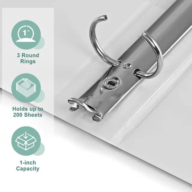 Alt view image 3 of 7 - Basic 1-Inch 3-Ring-Binder, Customizable Clear View Cover, for US Letter Size 8-1/2 x 11'', Perfect for Office/School (White - 24 Packs)