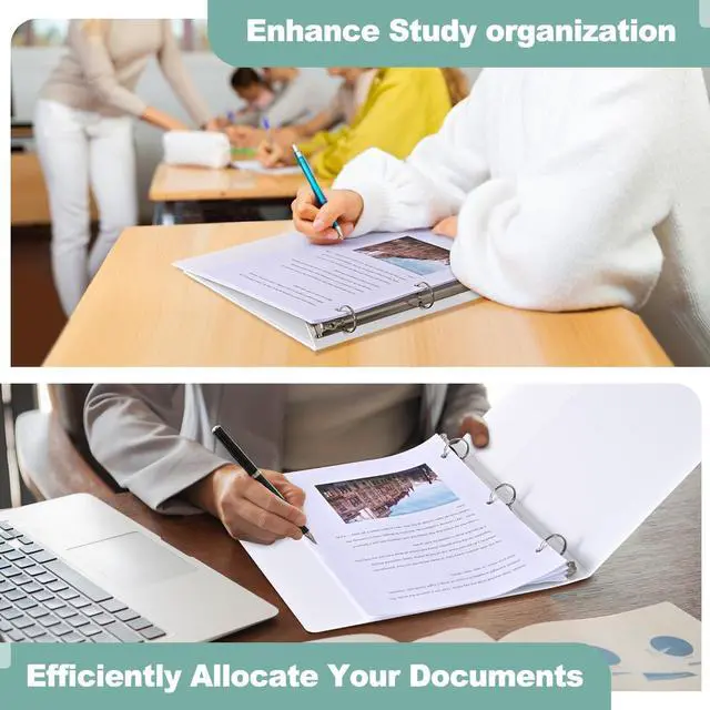 Alt view image 7 of 7 - Basic 1-Inch 3-Ring-Binder, Customizable Clear View Cover, for US Letter Size 8-1/2 x 11'', Perfect for Office/School (White - 24 Packs)