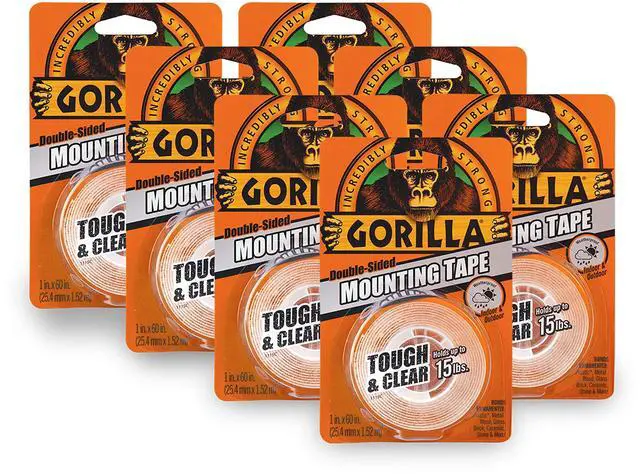 Main image of Tough & Clear; Double Sided Mounting Tape; Weatherproof; 1" x 60"; Clear; (Pack of 7)