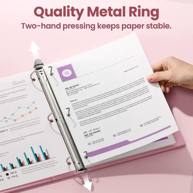 Alt view image 2 of 7 - 3 Ring Binder 3 Inch D Ring, Clear View Binder Three Ring PVC-Free (Fit 8.5x11 Inches) for School or Office Supplies, Assorted Pastel, 8 Pack