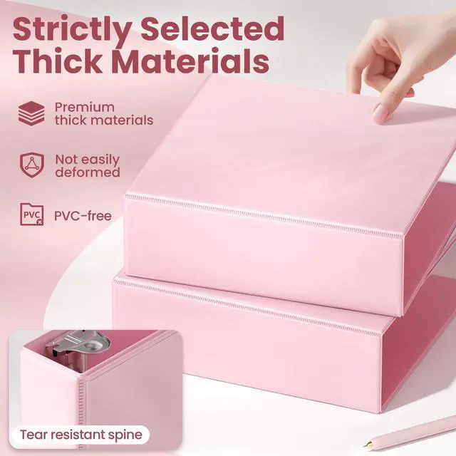 Alt view image 4 of 7 - 3 Ring Binder 3 Inch D Ring, Clear View Binder Three Ring PVC-Free (Fit 8.5x11 Inches) for School or Office Supplies, Assorted Pastel, 8 Pack