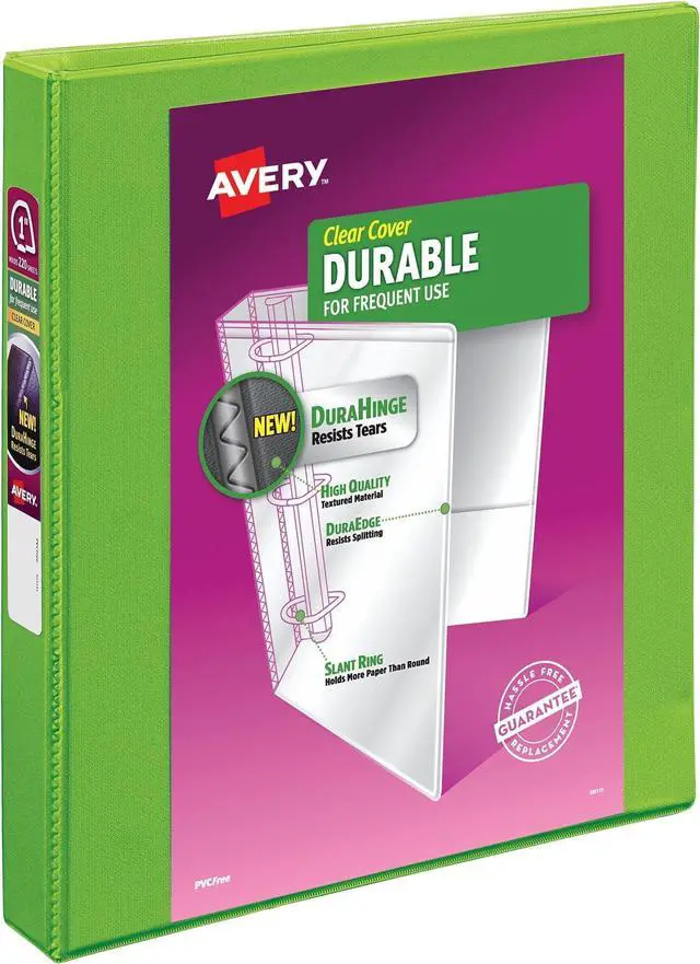 Main image of Durable View 3 Ring Binder,1" Slant Rings,250-Sheet Capacity,1.4 Inch Wide Spine,Great for Home,School Supplies,Office,or Organization Needs,1 Green Binder (17832),(Pack of 6)