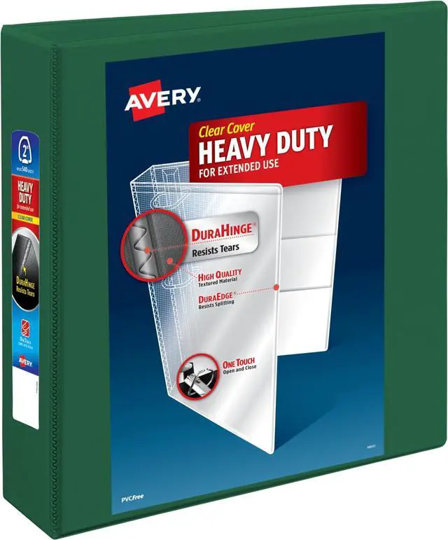 Main image of Heavy-Duty View 3 Ring Binder, 2 Inch One Touch EZD Rings, 540-Sheet Capacity, 2.8 Inch Wide Spine, Customizable Clear Cover and Spine, 1 Green Binder (79683) (Pack of 6)