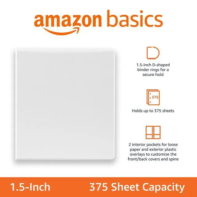 Alt view image 2 of 7 - 3 Ring Binders, 1.5 Inch D-Ring Organizer for School, Home Office, White, 4 Pack