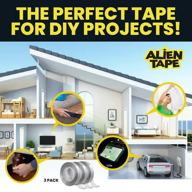 Alt view image 7 of 7 - ALIEN TAPE Nano Double Sided Tape, 21-ft Multipurpose Removable Adhesive Transparent, Grip Mounting Washable Strong Sticky Heavy Duty for Carpet Photo Frame Poster Décor - As Seen On TV