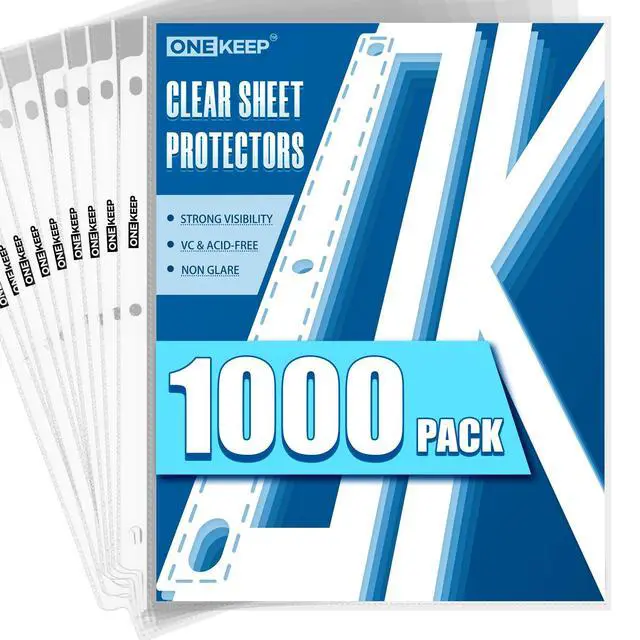 Alt view image 7 of 7 - 1000 Pack Sheet Protectors, Top Loading Reinforced 3-Hole Page Protectors for 3-Ring Binders, Fits Standard 8.5" x 11" Letter Size Paper, Perfect for Documents & Photos, Office Supplies