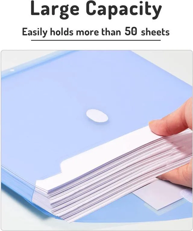 Alt view image 5 of 7 - Binder Pocket, 48 Pack Super Heavyweight Poly Binder Pocket Tight Closure, File Folders Side Loading, 3 Ring Binder Organizer, Letter Size, Assorted Colors