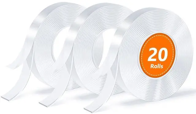 Main image of 20 Rolls Double Sided Tape, Nano Tape, Transparent Adhesive Tape, Traceless Adhesive Tape, Removable, Washable, Reusable, Suitable for Carpets, Photo Walls, 9.85 Feet Per Roll