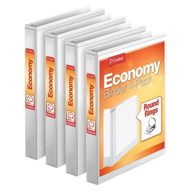 Alt view image 6 of 7 - Economy 3 Ring Binder, 2 Inch, Presentation View, White & 1.5 Inch 3 Ring Binder, Round Ring, White, 4 Pack & Economy 3 Ring Binder, 1 Inch, Presentation View, White