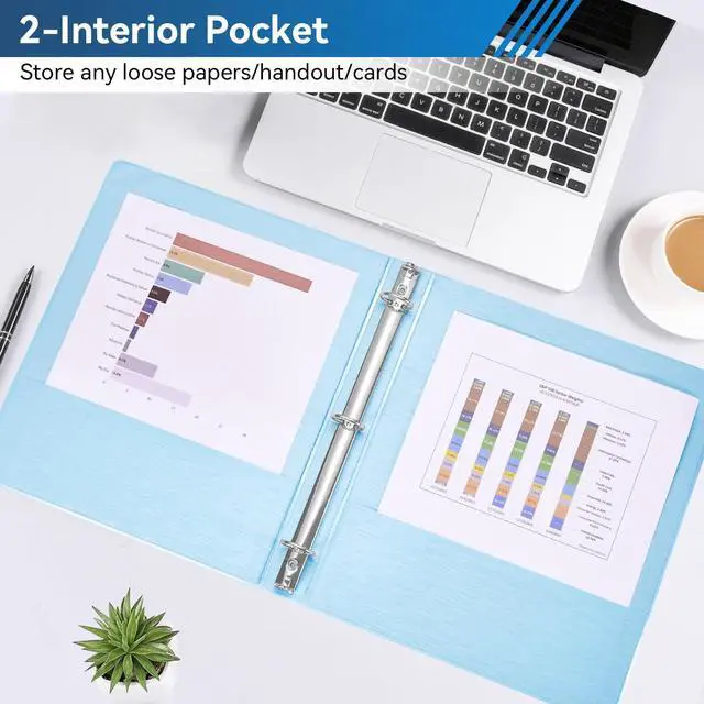Alt view image 5 of 7 - 1-inch 3 Ring Binder with 2 Interior Pockets, 1''Durable Binders Holds US Letter Size 8.5'' x 11'' Paper - Versatile Binders for Office, Home, and School Use, 6 Pack Brush Finish