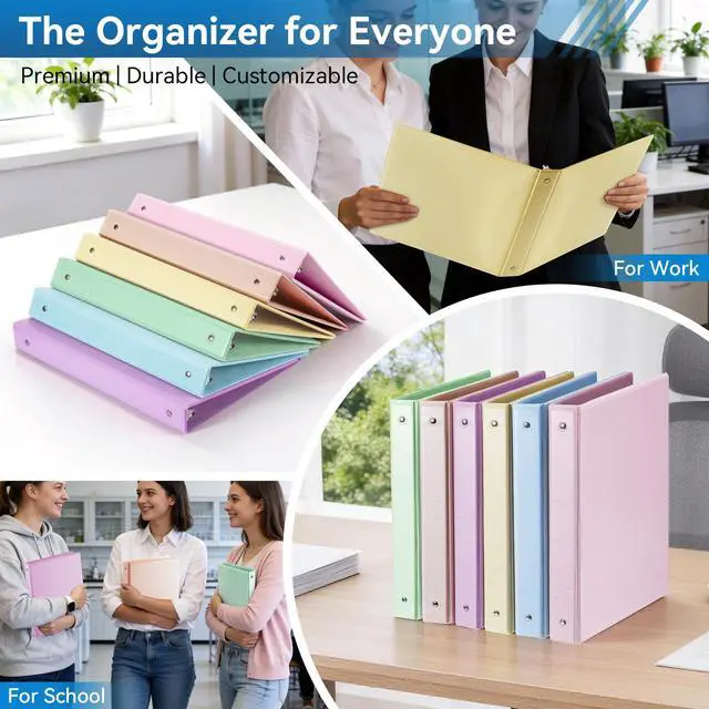 Alt view image 7 of 7 - 1-inch 3 Ring Binder with 2 Interior Pockets, 1''Durable Binders Holds US Letter Size 8.5'' x 11'' Paper - Versatile Binders for Office, Home, and School Use, 6 Pack Brush Finish