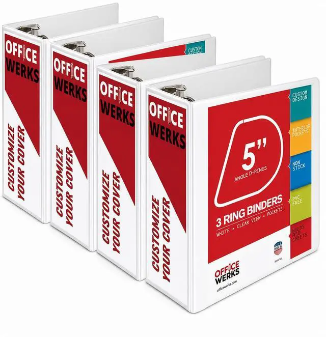 Main image of 3, Professional D 5 Inch, Presentation Folder for Standard Pages 8.5 x 11 with Pockets, Crystal Clear View White (4 Pack)