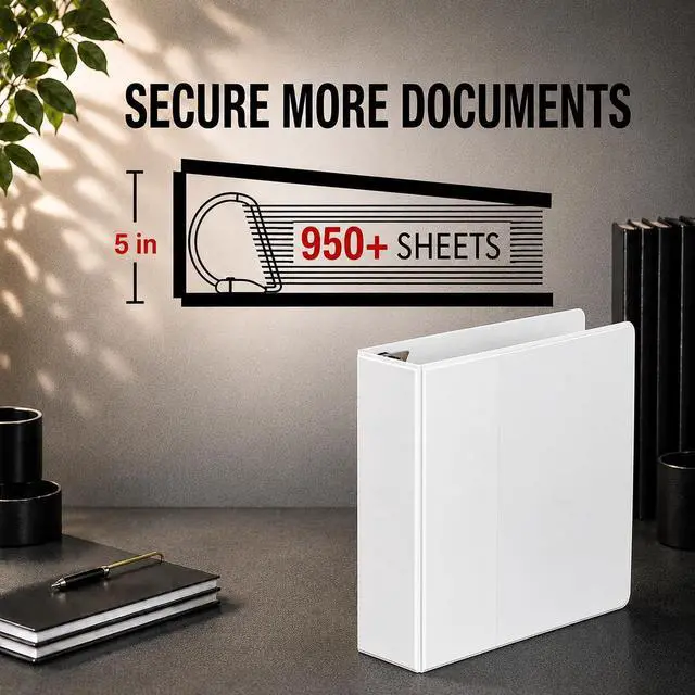 Alt view image 2 of 7 - 3, Professional D 5 Inch, Presentation Folder for Standard Pages 8.5 x 11 with Pockets, Crystal Clear View White (4 Pack)