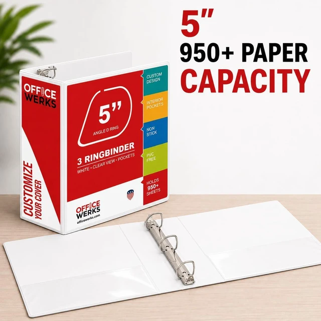 Alt view image 3 of 7 - 3, Professional D 5 Inch, Presentation Folder for Standard Pages 8.5 x 11 with Pockets, Crystal Clear View White (4 Pack)