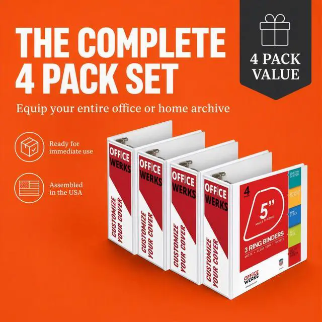 Alt view image 7 of 7 - 3, Professional D 5 Inch, Presentation Folder for Standard Pages 8.5 x 11 with Pockets, Crystal Clear View White (4 Pack)