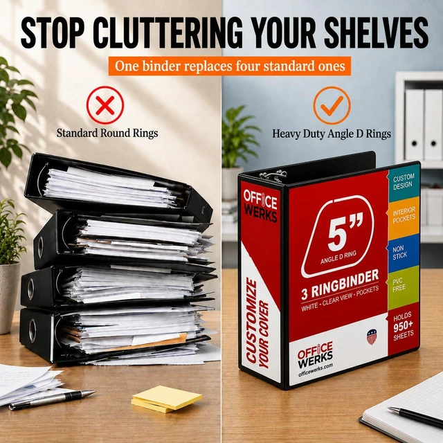 Alt view image 6 of 7 - 3, Professional D 5 Inch, Presentation Folder for Standard Pages 8.5 x 11 with Pockets, Durable and Strong Black Binder (4 Pack)
