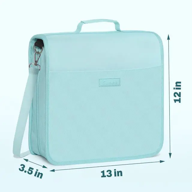 Alt view image 5 of 7 - Zipper Binder 3 Ring, 3 Inch O-Ring with Handle and Shoulder Strap, 600-Sheet Capacity, 5-Tab Expanding File Folder, Multi-Pockets for Middle School Organizer Binder with Zipper, Sky Blue