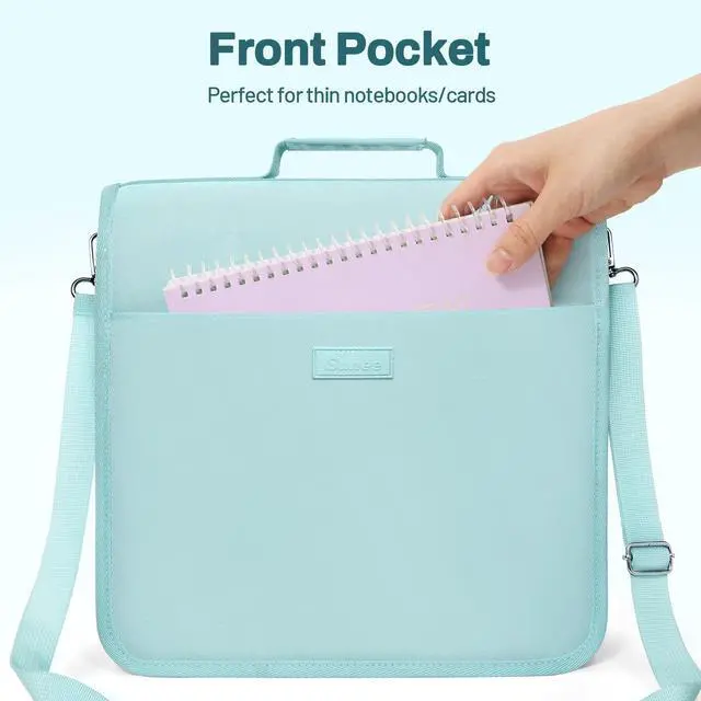 Alt view image 6 of 7 - Zipper Binder 3 Ring, 3 Inch O-Ring with Handle and Shoulder Strap, 600-Sheet Capacity, 5-Tab Expanding File Folder, Multi-Pockets for Middle School Organizer Binder with Zipper, Sky Blue