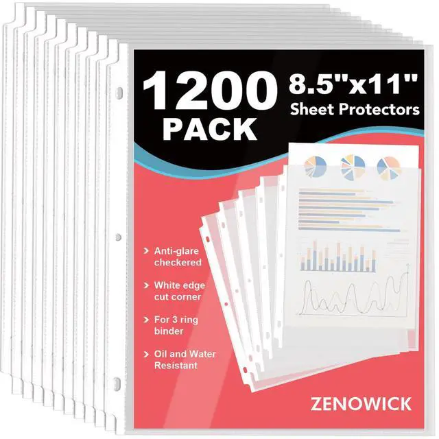 Main image of 1200 Pack Sheet Protectors 8.5 x 11 Clear Page Protectors for 3 Ring Binder Plastic Sleeves for Papers, Top Loading Paper Protector Perfect for Documents & Photos, Office Supplies