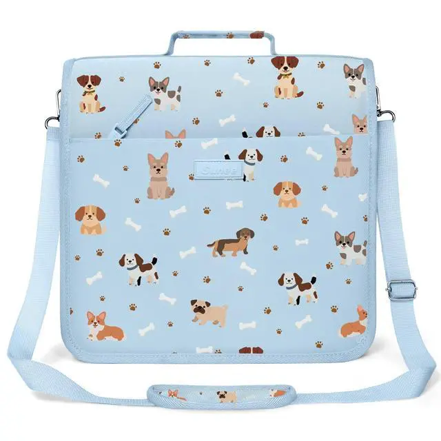 Main image of Zipper Binder 3 Ring, 3 Inch O-Ring with Handle and Shoulder Strap, 600-Sheet Capacity, 5-Tab Expanding File Folder, Multi-Pockets for Middle School Organizer Binder with Zipper, Blue Dog
