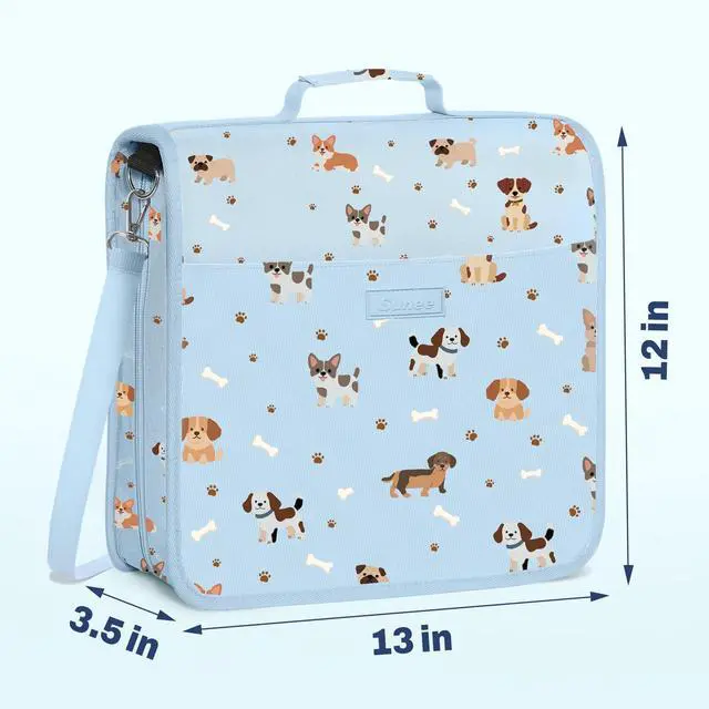 Alt view image 5 of 7 - Zipper Binder 3 Ring, 3 Inch O-Ring with Handle and Shoulder Strap, 600-Sheet Capacity, 5-Tab Expanding File Folder, Multi-Pockets for Middle School Organizer Binder with Zipper, Blue Dog