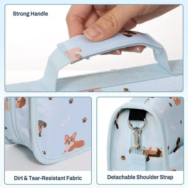 Alt view image 7 of 7 - Zipper Binder 3 Ring, 3 Inch O-Ring with Handle and Shoulder Strap, 600-Sheet Capacity, 5-Tab Expanding File Folder, Multi-Pockets for Middle School Organizer Binder with Zipper, Blue Dog