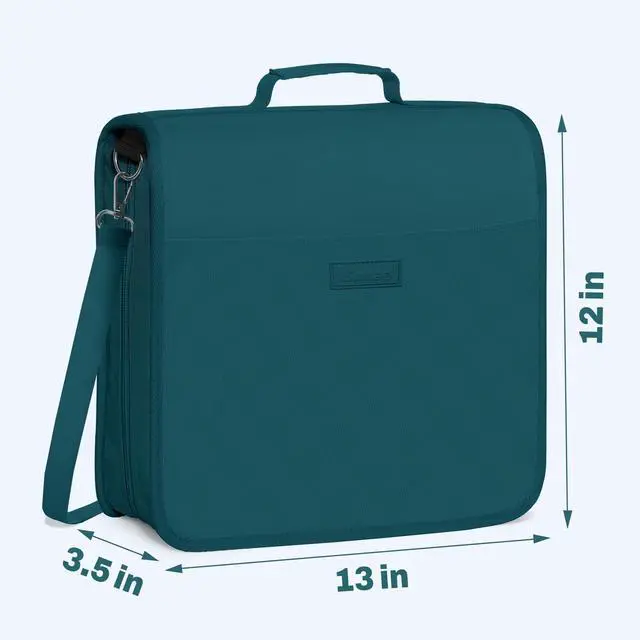 Alt view image 5 of 7 - Zipper Binder 3 Ring, 3 Inch O-Ring with Handle and Shoulder Strap, 600-Sheet Capacity, 5-Tab Expanding File Folder, Multi-Pockets for Middle School Organizer Binder with Zipper, Dark Teal-Green