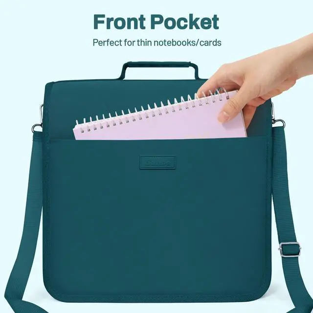 Alt view image 6 of 7 - Zipper Binder 3 Ring, 3 Inch O-Ring with Handle and Shoulder Strap, 600-Sheet Capacity, 5-Tab Expanding File Folder, Multi-Pockets for Middle School Organizer Binder with Zipper, Dark Teal-Green