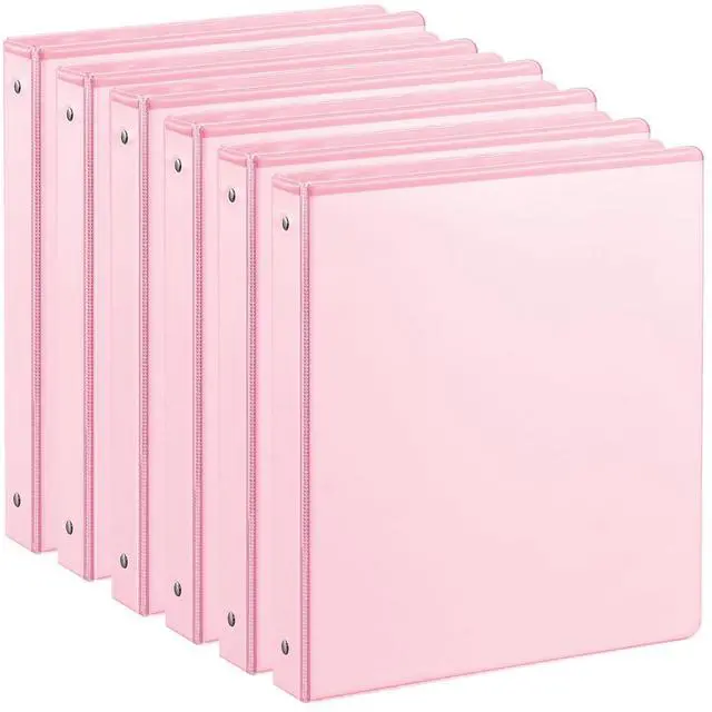 Main image of 1-inch 3 Ring Binder with 2 Interior Pockets, 1''Durable Binders Holds US Letter Size 8.5'' x 11'' Paper - Versatile Binders for Office, Home, and School Use, 6 Pack Pastel Pink