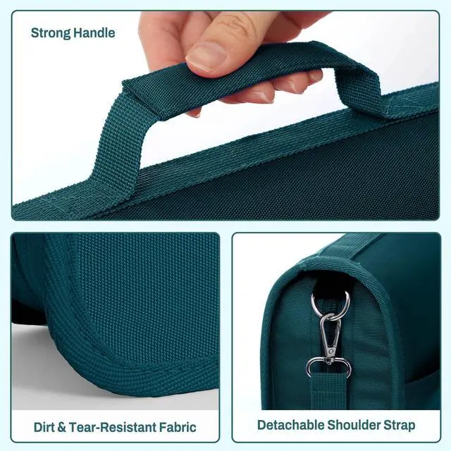 Alt view image 7 of 7 - Zipper Binder 3 Ring, 3 Inch O-Ring with Handle and Shoulder Strap, 600-Sheet Capacity, 5-Tab Expanding File Folder, Multi-Pockets for Middle School Organizer Binder with Zipper, Dark Teal-Green